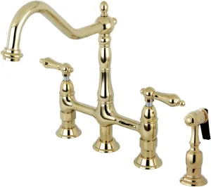 Kingston Brass KS1272ALBS Heritage Kitchen Faucet with Brass Sprayer, 8-3/4-Inch, Polished Brass