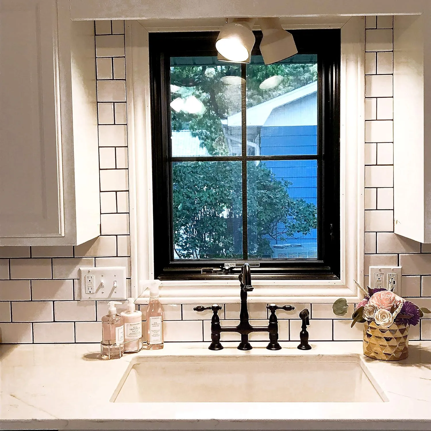 Kingston Brass KS1275TALBS Tudor 8 Inch Center Kitchen Faucet With Brass Sprayer, Oil Rubbed Bronze, 8-3/4 inch in Spout Reach, Oil Rubbed Bronze