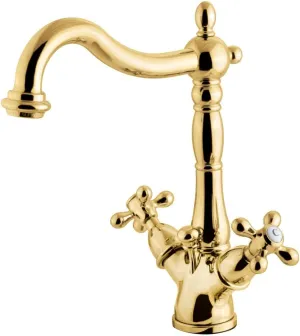 Kingston Brass KS1432AX 4-Inch Centerset Lavatory Faucet with Pop-Up, Polished Brass