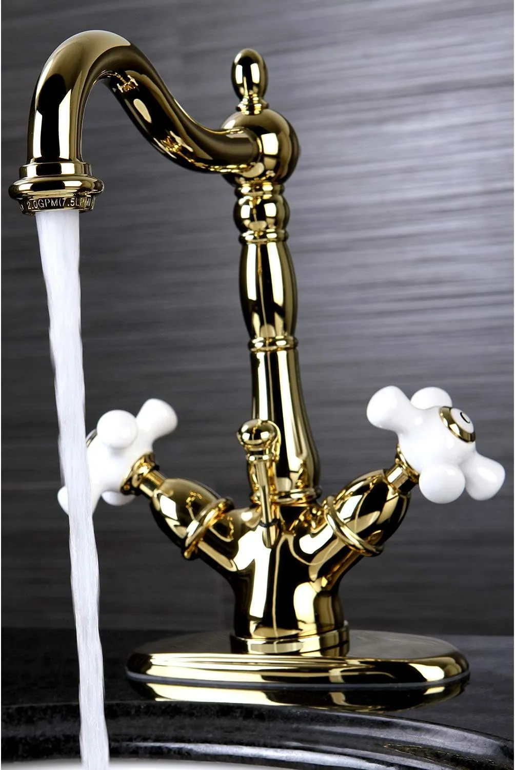 Kingston Brass KS1432PX Heritage Bathroom Faucet, 6-1/2", Polished Brass