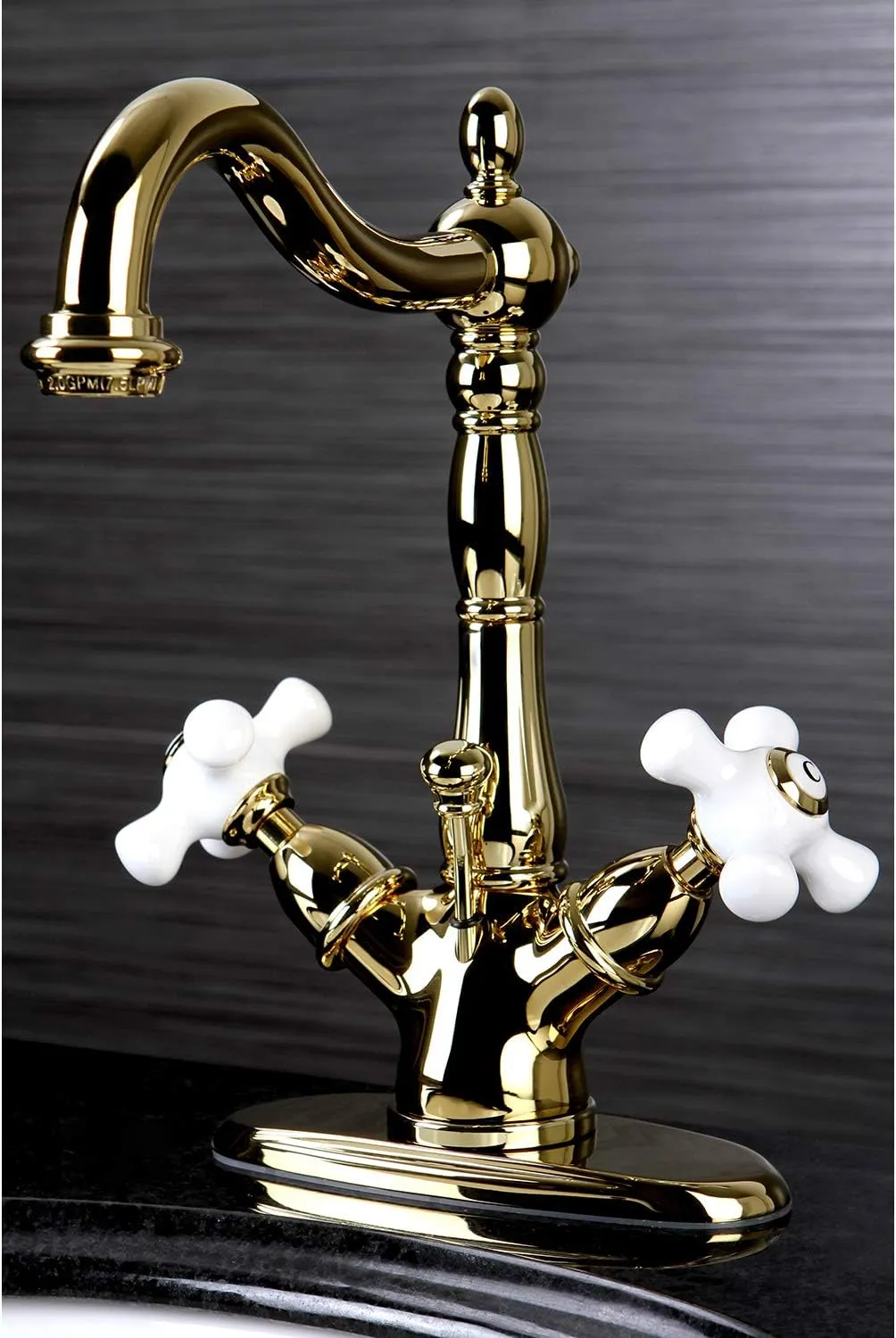Kingston Brass KS1432PX Heritage Bathroom Faucet, 6-1/2", Polished Brass