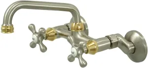 Kingston Brass KS213SNPB Kingston Adjustable Center Wall Mount Kitchen Faucet, 6-15/16 inch in Spout Reach, Nickel