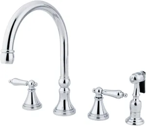 Kingston Brass KS2791ALBS Governor Widespread Kitchen Faucet, 8-1/4", Polished Chrome