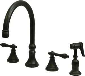 Kingston Brass KS2795ALBS Governor Widespread Kitchen Faucet, 8-1/4" Spout Reach, Oil-Rubbed Bronze