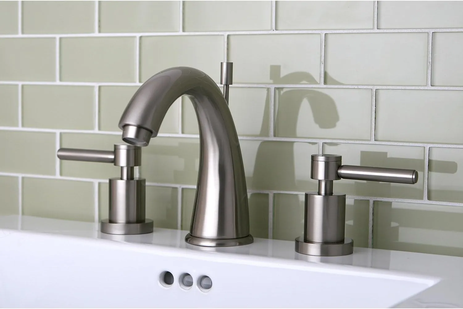 Kingston Brass KS2968DL Concord Widespread Bathroom Faucet, 8-Inch Adjustable Center, Brushed Nickel