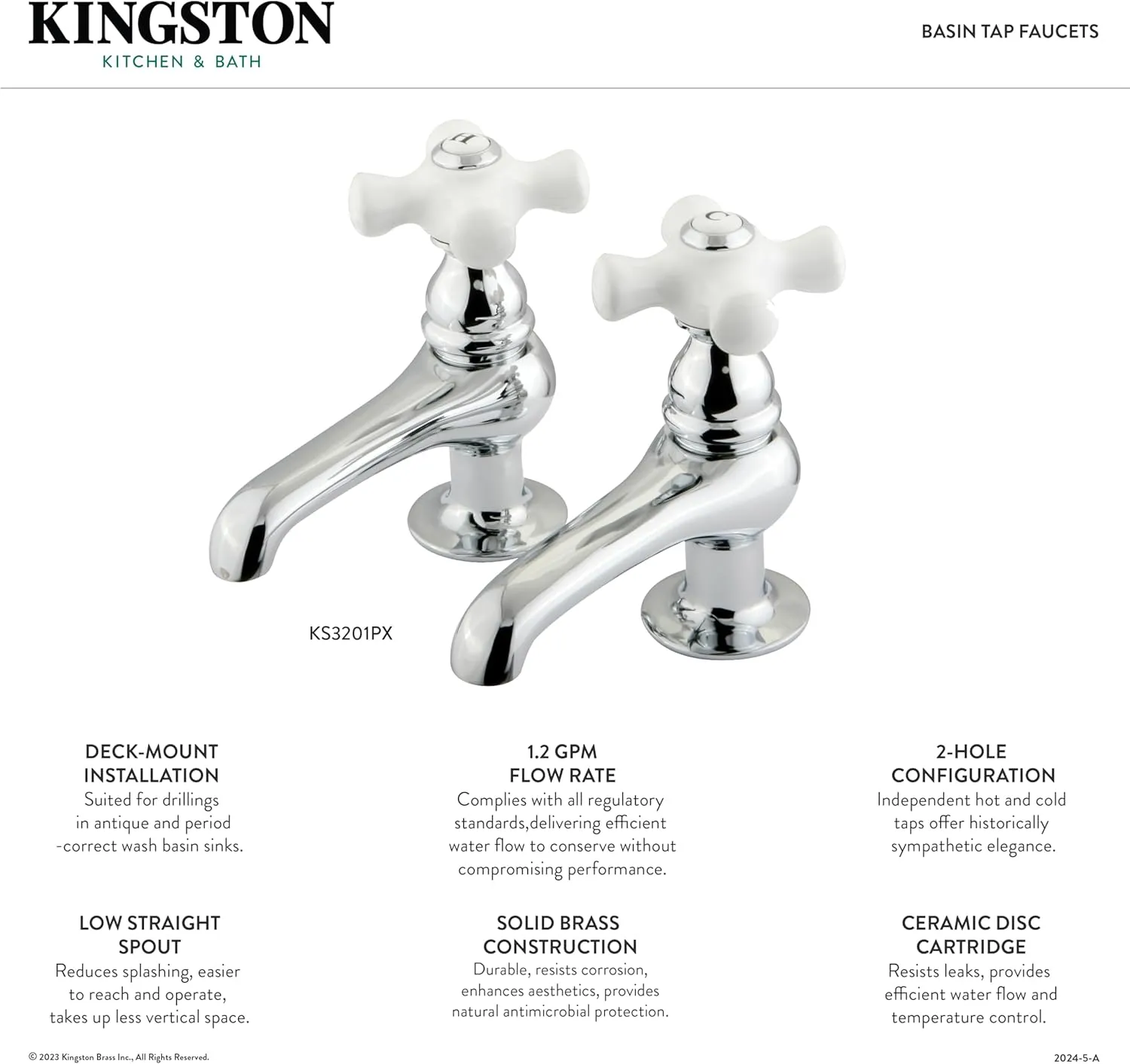 Kingston Brass KS3205PX Restoration Basin Tap Faucet, Oil Rubbed Bronze, 4.06 x 3.5 x 1.75