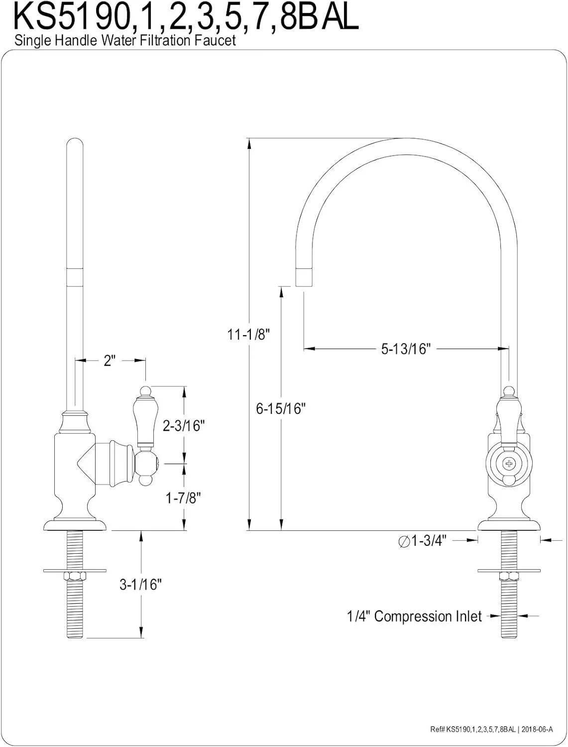 Kingston Brass KS5197BAL Heirloom Single-Handle Water Filtration Faucet, Brushed Brass, 11.13 x 6.94 x 5.81