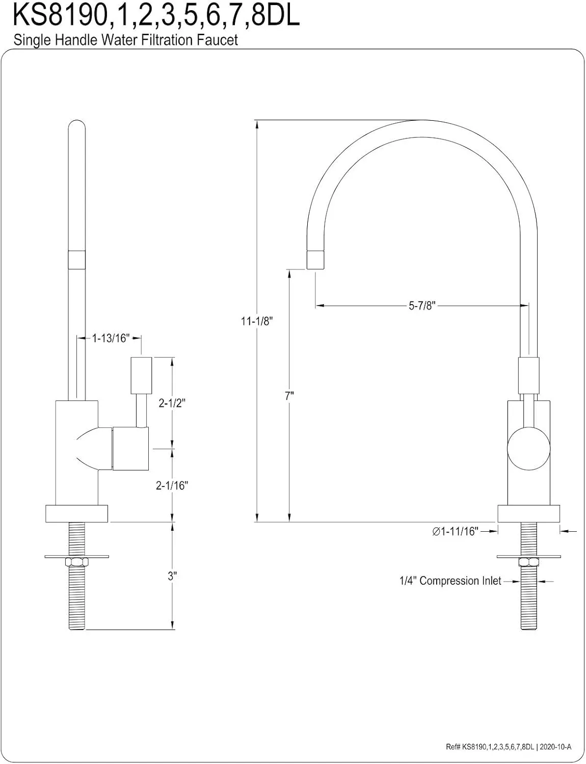 Kingston Brass KS8193DL Concord Single Handle Water Filtration Faucet, Antique Brass, 5-7/8" in Spout Reach