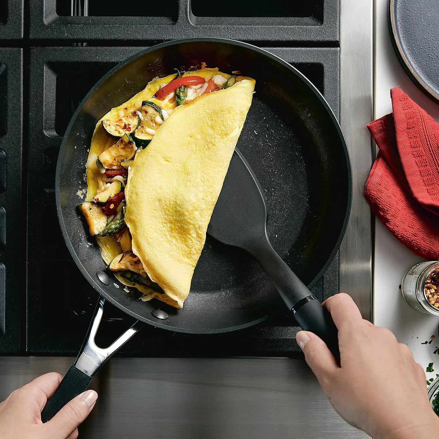 KitchenAid Hard Anodized Nonstick Frying Pans/Skillet Set, 8.25 Inch and 10 Inch, Onyx Black