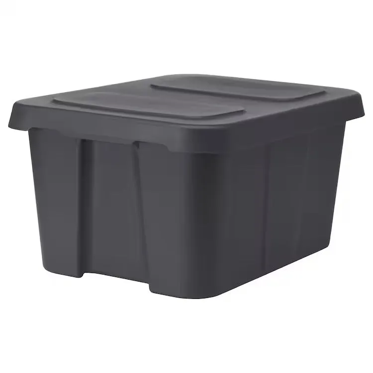 KLAMTARE Box with lid, in/outdoor, dark grey, 58x45x30 cm, 90292363
