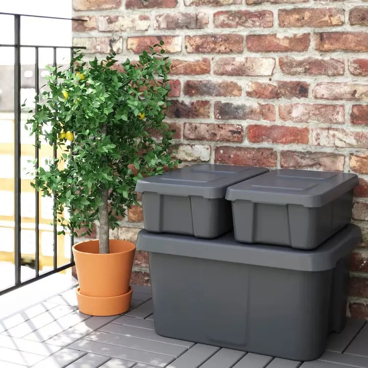 KLAMTARE Box with lid, in/outdoor, dark grey, 58x45x30 cm, 90292363