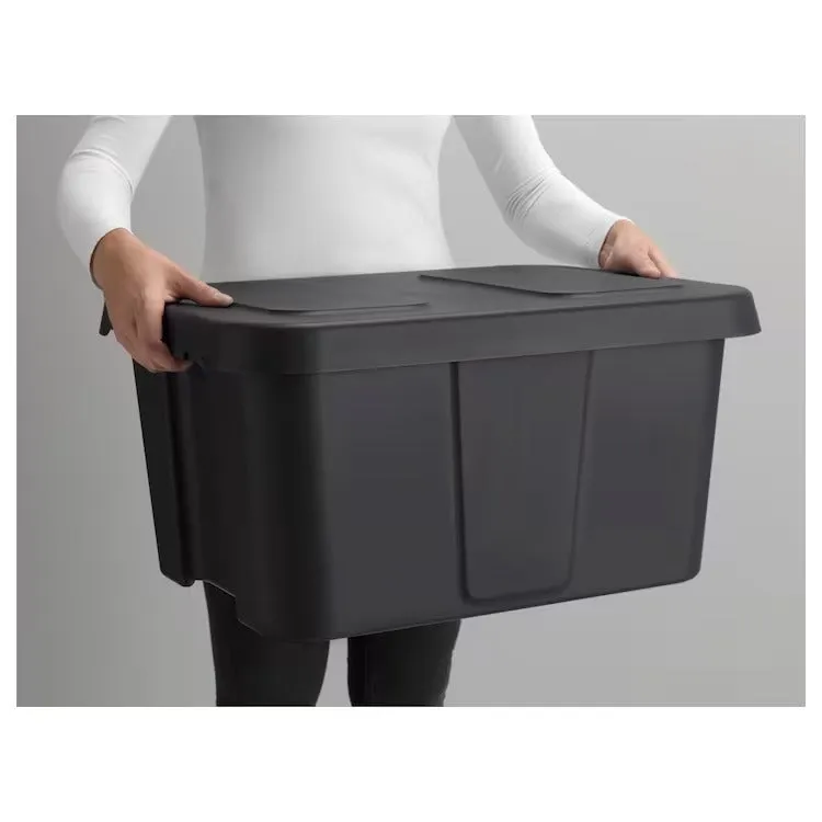 KLAMTARE Box with lid, in/outdoor, dark grey, 58x45x30 cm, 90292363
