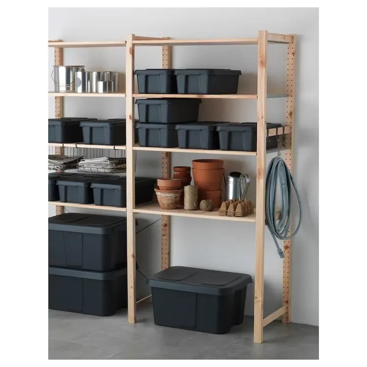 KLAMTARE Box with lid, in/outdoor, dark grey, 58x45x30 cm, 90292363