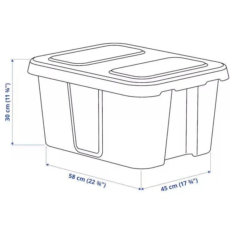 KLAMTARE Box with lid, in/outdoor, dark grey, 58x45x30 cm, 90292363