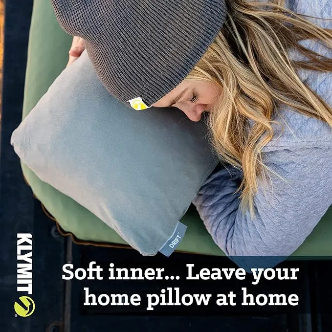 Klymit Drift Shredded Memory Foam Camping Pillow and Insulated Static V Inflatable Sleeping Pad Bundle for Outdoor Use