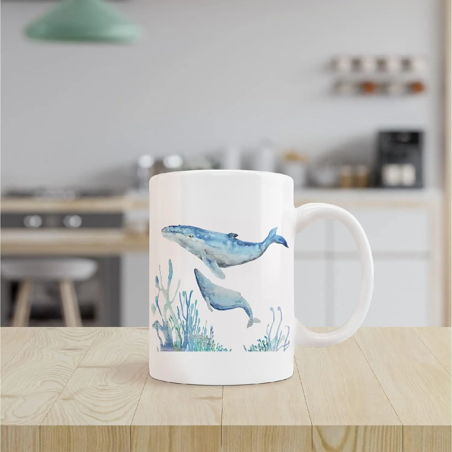kunlisa Watercolor Shark Mug Cup,Sea Life Sharks Couple Ceramic Mug-11oz Coffee Milk Tea Mug Cup,Shark Lovers Gifts,Boys Men Students Kids Coworkers Gifts