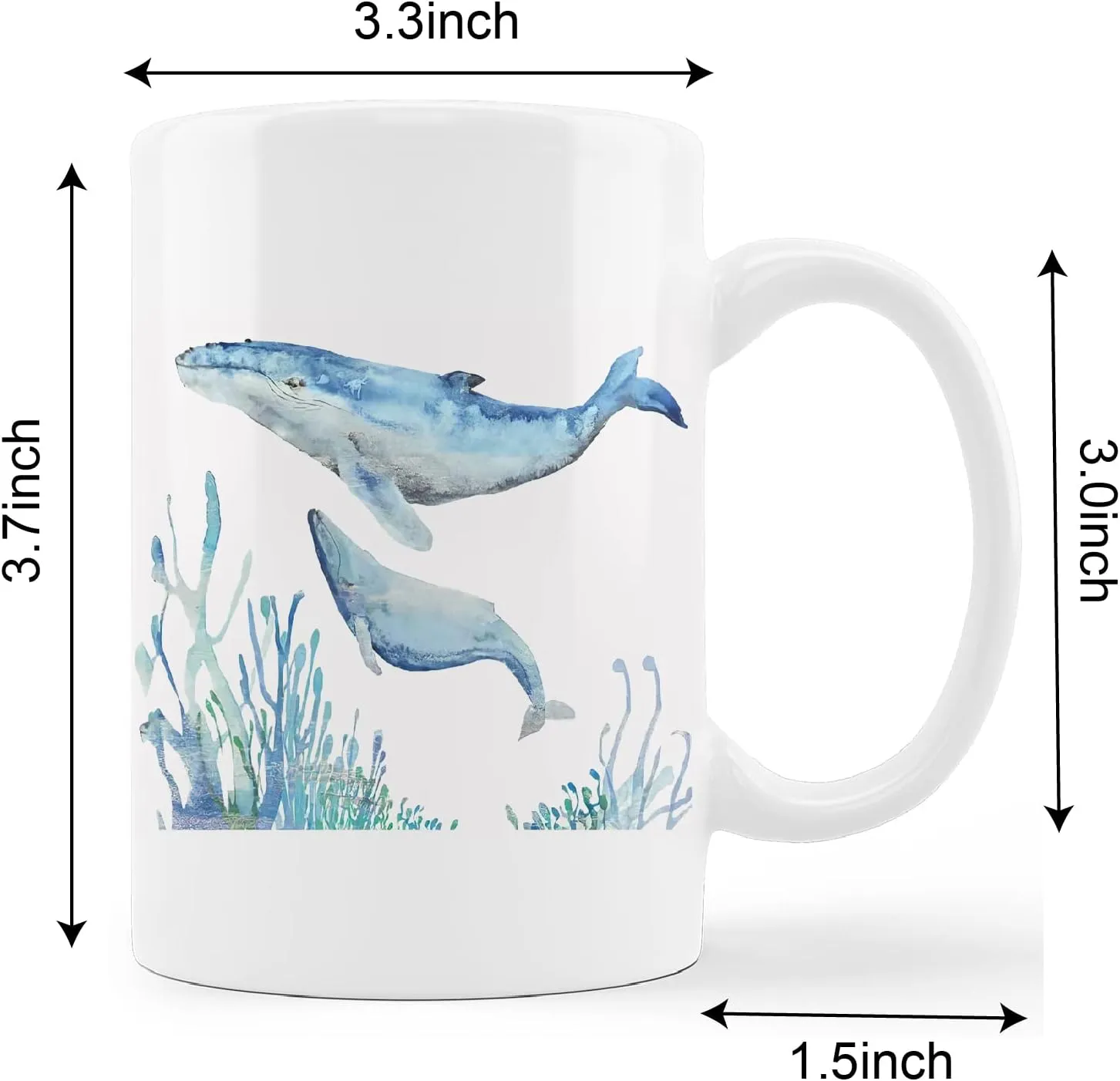 kunlisa Watercolor Shark Mug Cup,Sea Life Sharks Couple Ceramic Mug-11oz Coffee Milk Tea Mug Cup,Shark Lovers Gifts,Boys Men Students Kids Coworkers Gifts