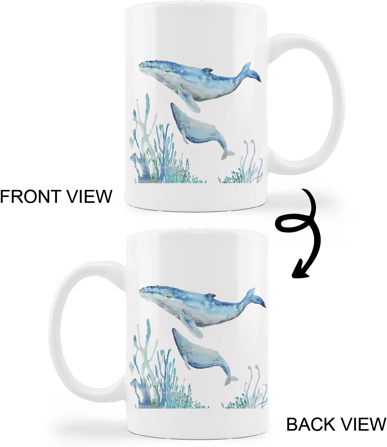kunlisa Watercolor Shark Mug Cup,Sea Life Sharks Couple Ceramic Mug-11oz Coffee Milk Tea Mug Cup,Shark Lovers Gifts,Boys Men Students Kids Coworkers Gifts