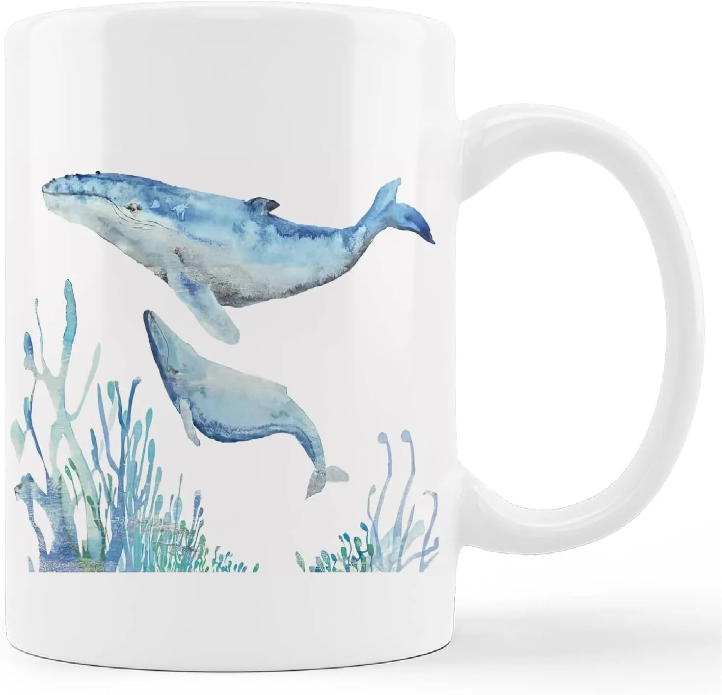 kunlisa Watercolor Shark Mug Cup,Sea Life Sharks Couple Ceramic Mug-11oz Coffee Milk Tea Mug Cup,Shark Lovers Gifts,Boys Men Students Kids Coworkers Gifts