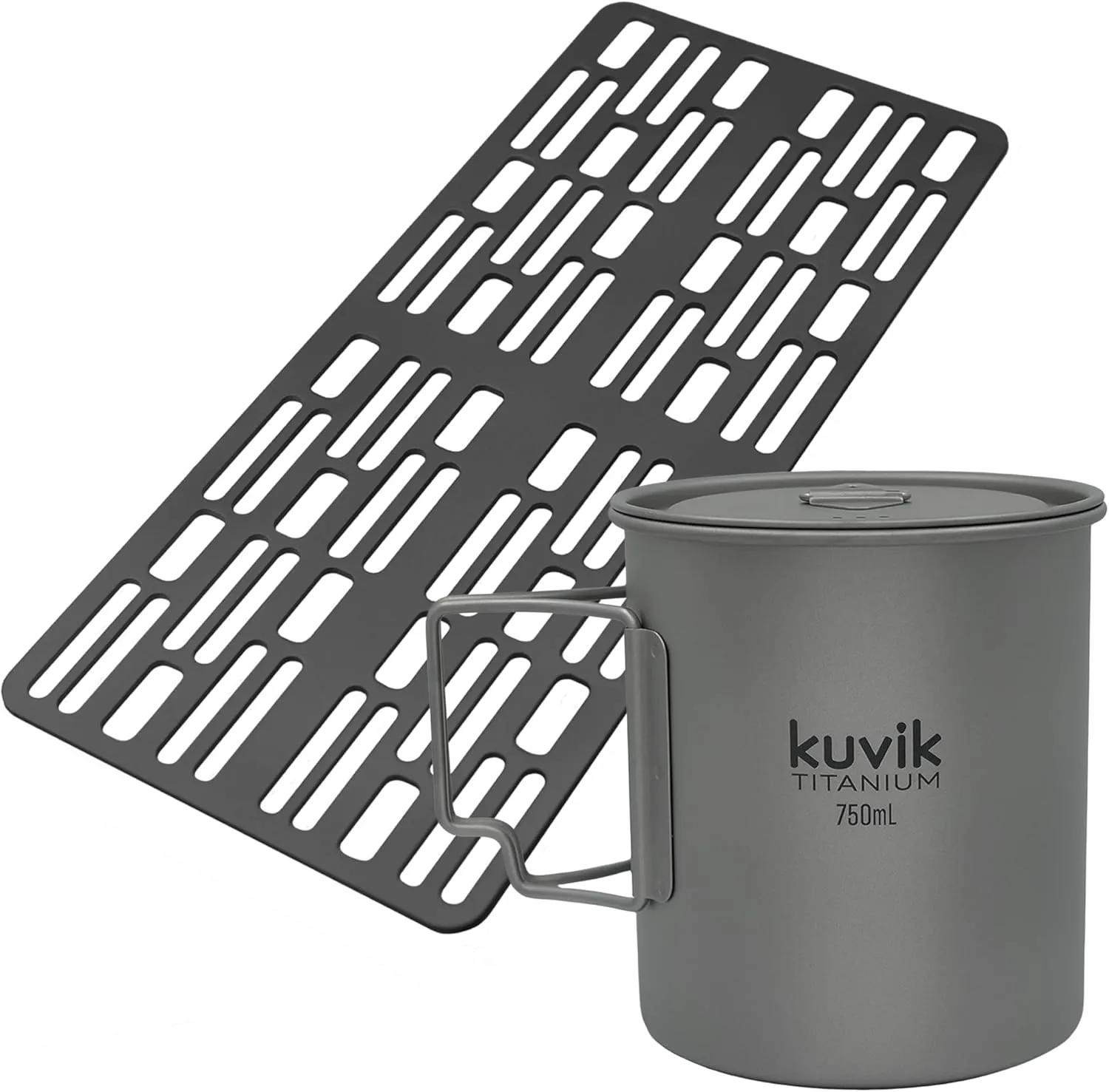 Kuvik Titanium Camping Grill & 750ml (25.4 oz) Titanium Pot Bundle