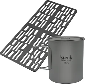 Kuvik Titanium Camping Grill & 750ml (25.4 oz) Titanium Pot Bundle