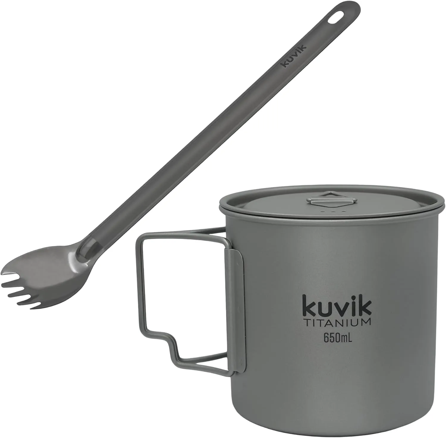Kuvik Titanium Spork & 650ml (22 oz) Titanium Pot Bundle