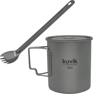 Kuvik Titanium Spork & 750ml (25.4 oz) Titanium Pot Bundle