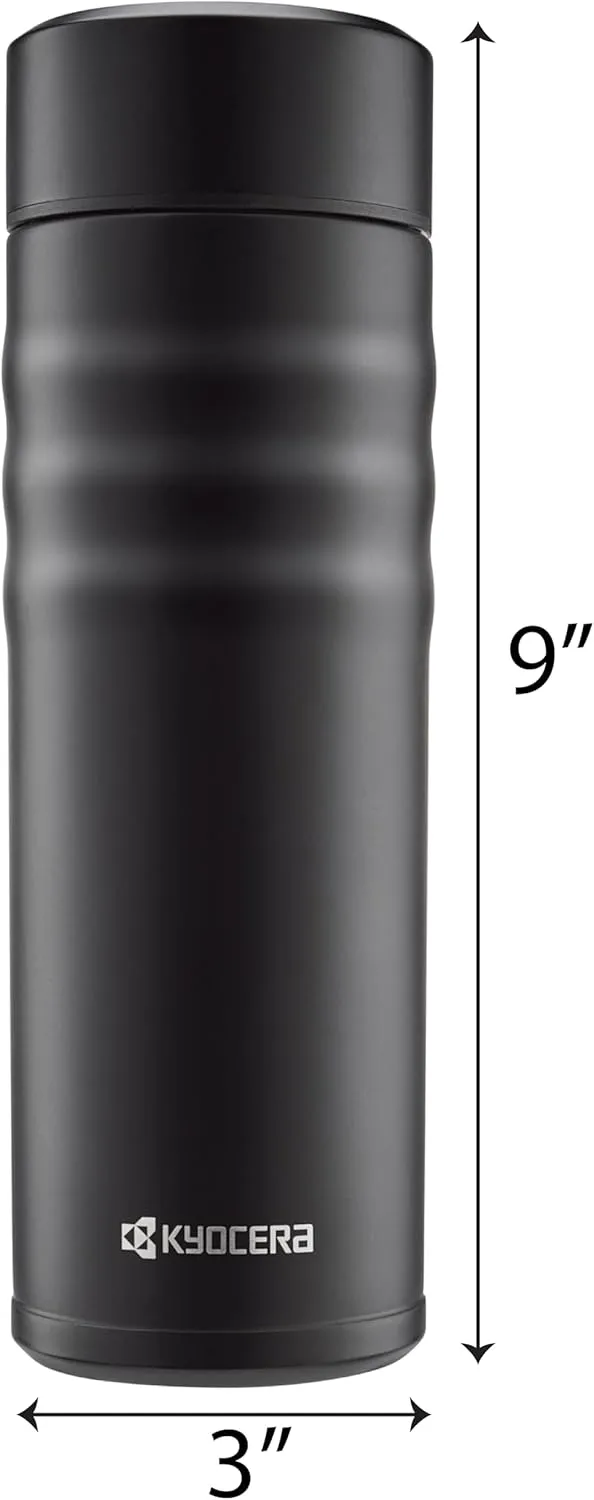 Kyocera Travel Mug with Twist Top, 17oz, Jet Black