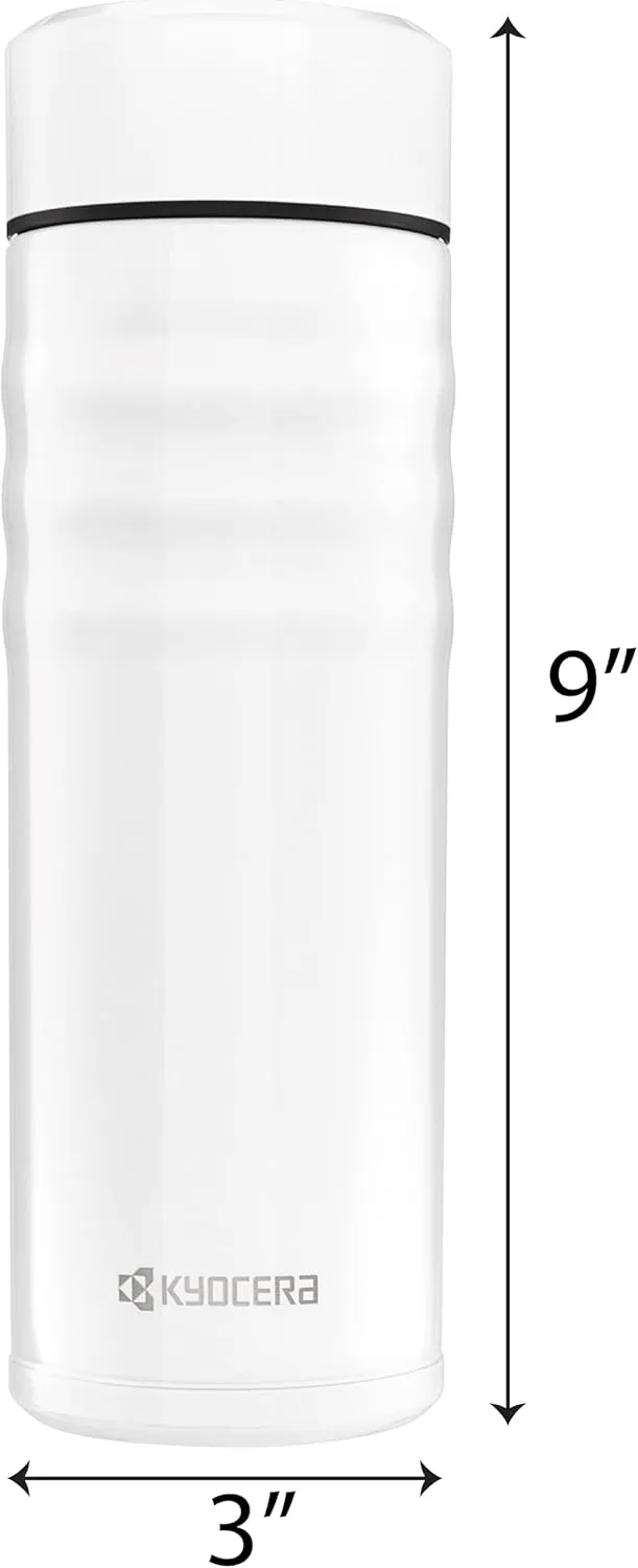 Kyocera Travel Mug with Twist Top, 17oz, Pearl White