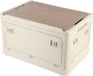Large Capacity Folding Storage Box, 36L Waterproof Portable Plastic Bin for Outdoor Camping, Multifunctional and Easy to Carry(Khaki)