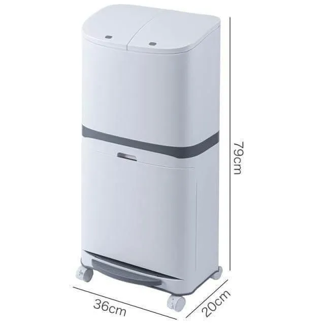 Large Double-Layer Wheeled Garbage Can - Trash Bin with Lid
