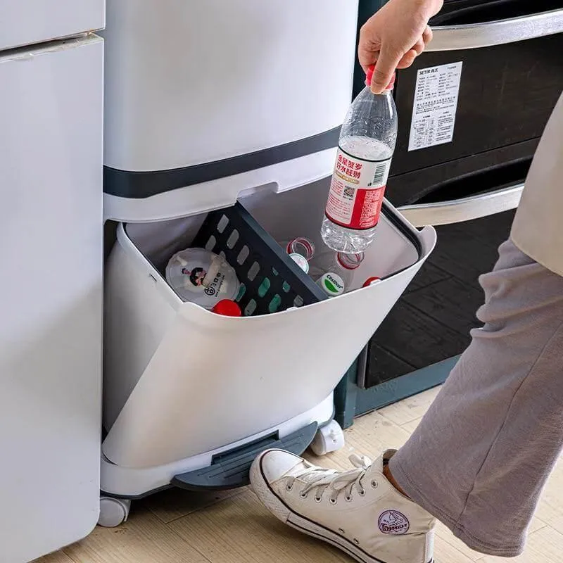 Large Double-Layer Wheeled Garbage Can - Trash Bin with Lid