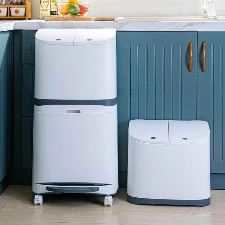 Large Double-Layer Wheeled Garbage Can - Trash Bin with Lid