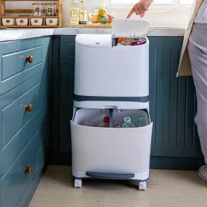 Large Double-Layer Wheeled Garbage Can - Trash Bin with Lid