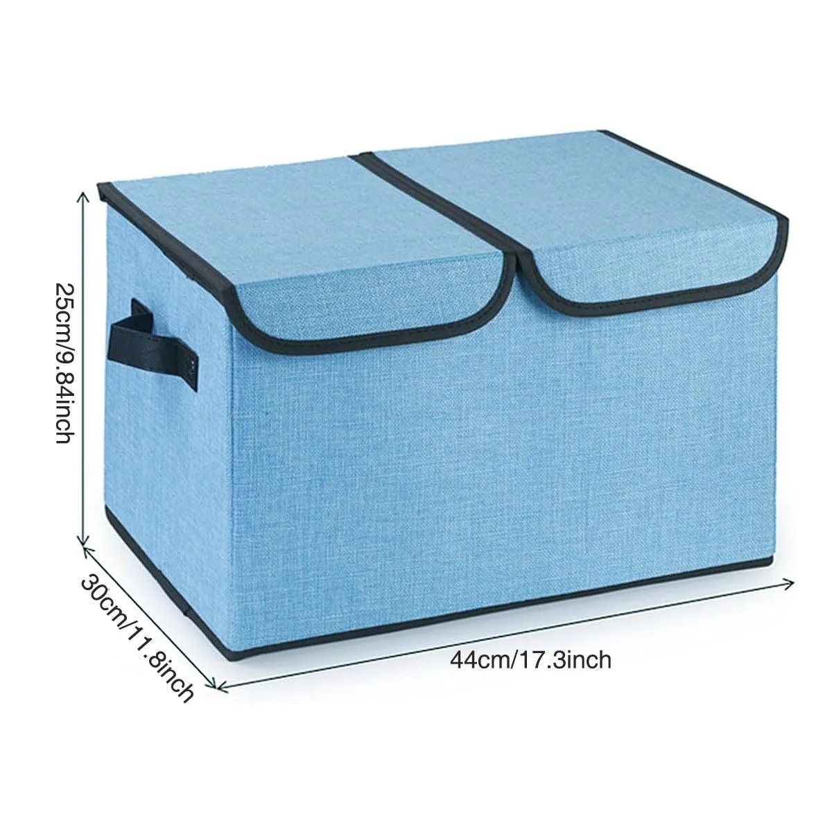 Large Foldable Cotton Linen Double Lid Storage Box Clothing Organizer for Dormitory