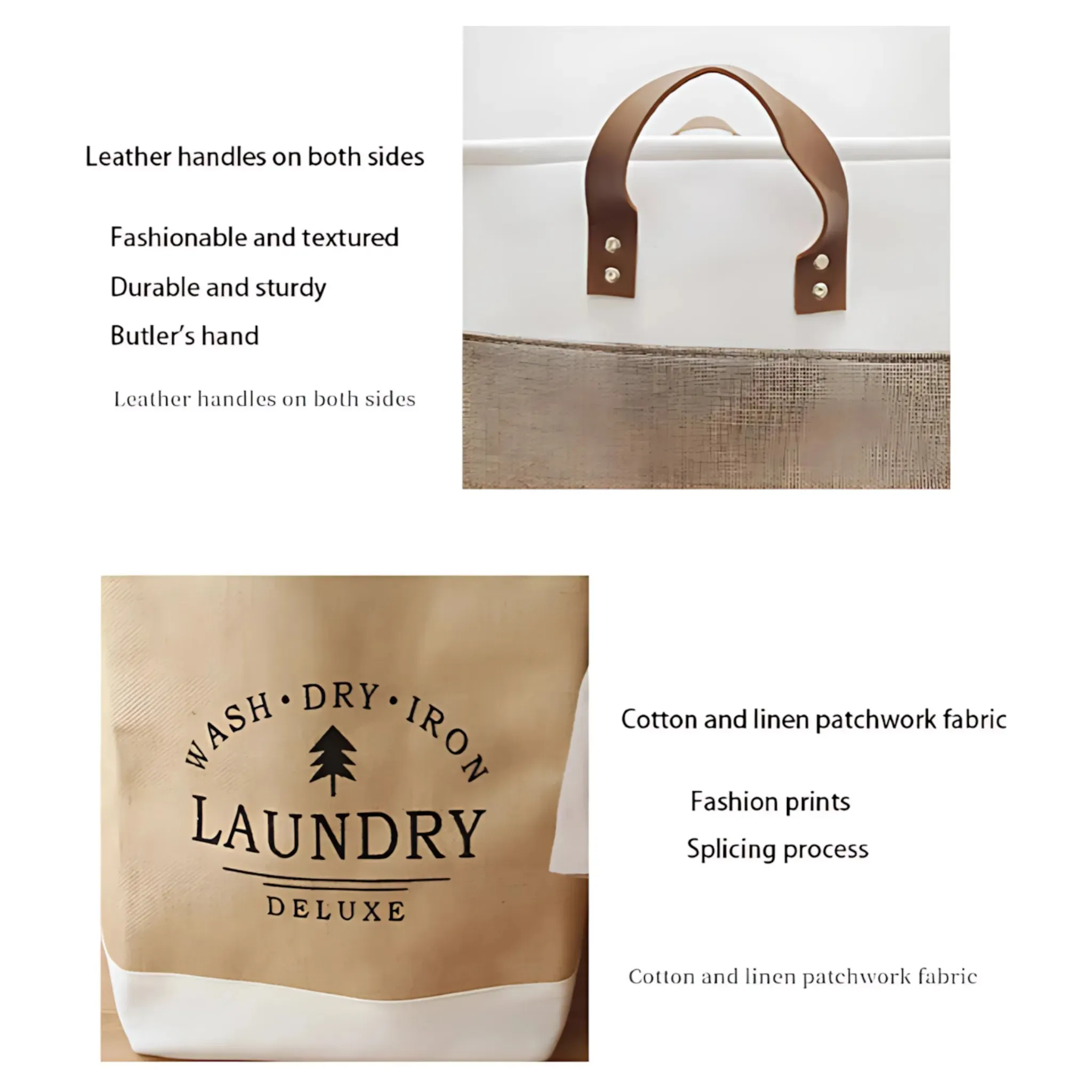 Large Laundry Basket - Foldable Fabric Clothes Storage Bin