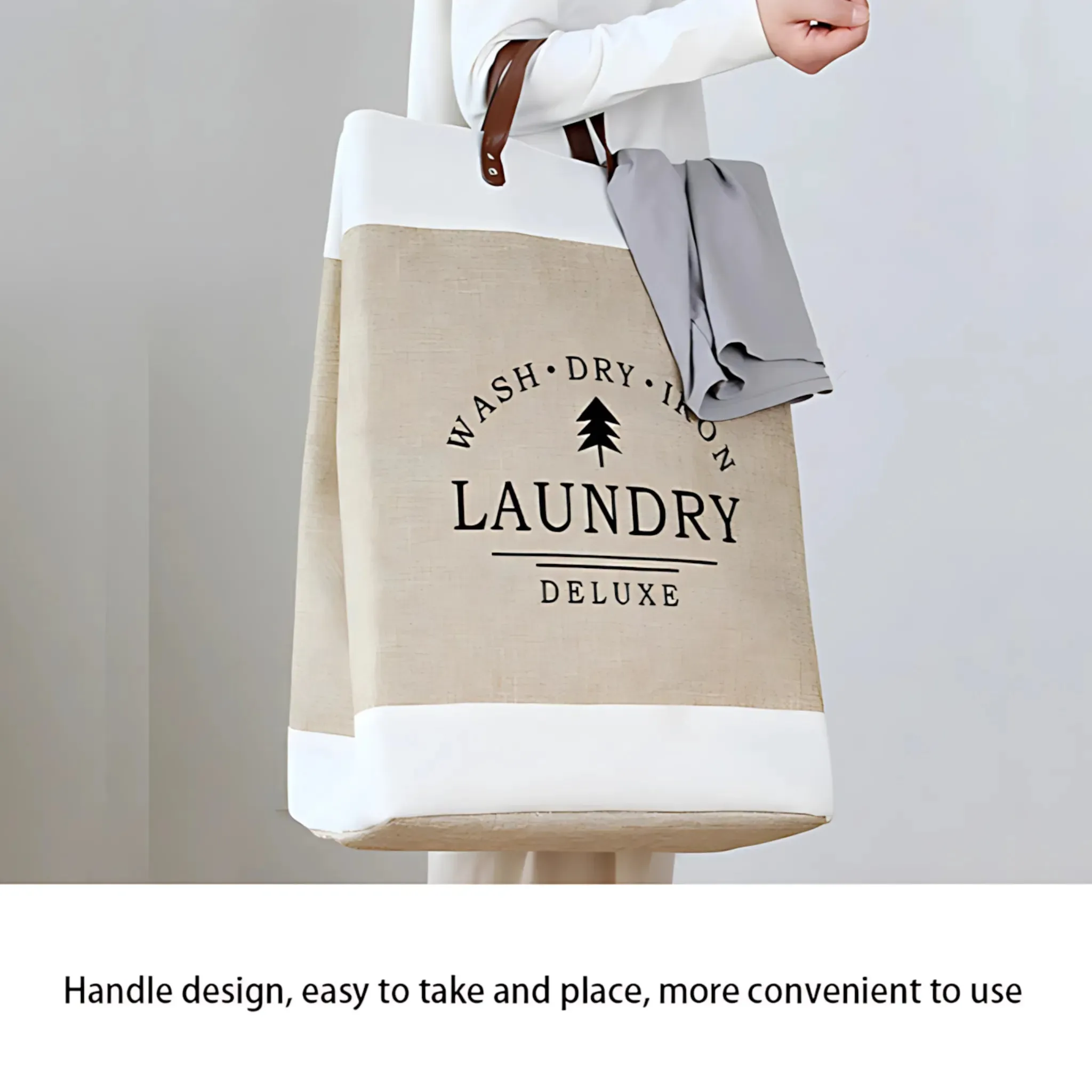 Large Laundry Basket - Foldable Fabric Clothes Storage Bin