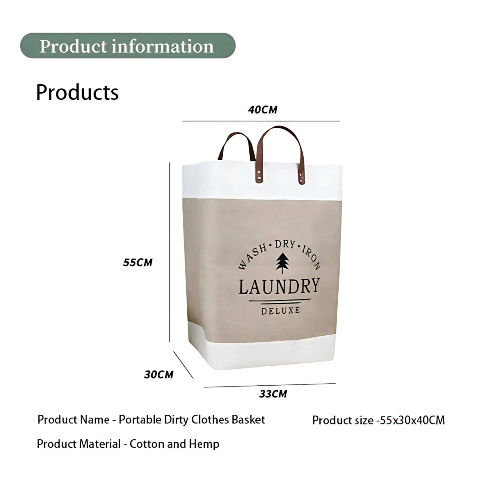 Large Laundry Basket - Foldable Fabric Clothes Storage Bin