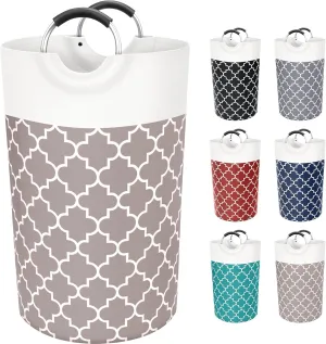 Large Laundry Basket Laundry Hamper Bag Washing Bin Clothes Bag Collapsible Tall with Handles Waterproof Travel Bathroom College Essentials Storage for College Dorm, Family (Khaki) 82L