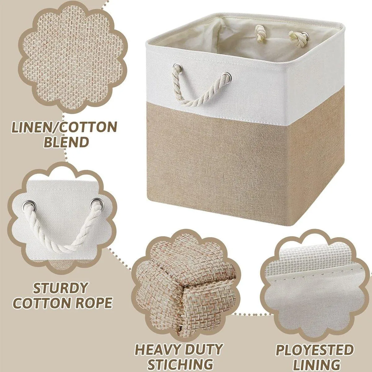 Large Linen Fabric Laundry Basket Home Storage Basket Dirty Clothes Bin Foldable