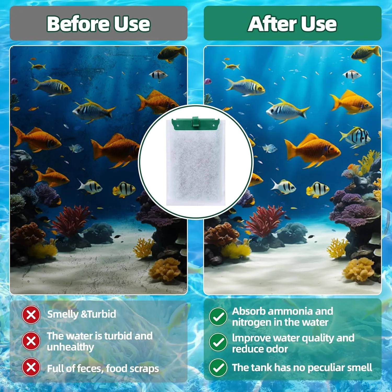 Large Replacement Filter Cartridges, Enhanced with Maifan Stone & Zeolite, Compatible with Whisper Bio-Bag for Whisper 20i/40i, IQ20/30/45/60, PF20/30/40/60 – Keeps Aquarium Clear,6 PC