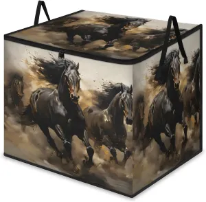 Large Storage Bags Beautiful Horse Theme Closet Organizer Foldable Clothes Storage Bins with Handles Storage Containers for Blanket Comforter Pillow
