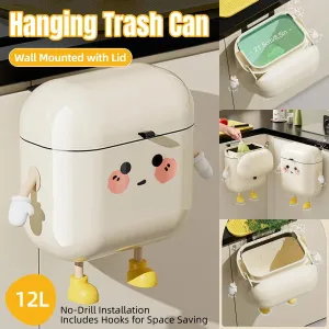 Large Waterproof Wall Mounted Rubbish Bin for Kitchen Bathroom Waste Storage