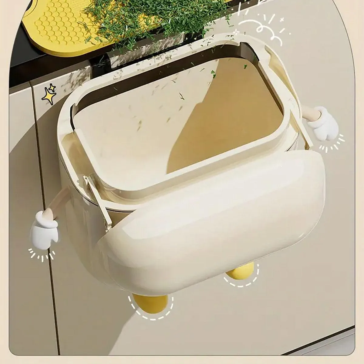Large Waterproof Wall Mounted Rubbish Bin for Kitchen Bathroom Waste Storage