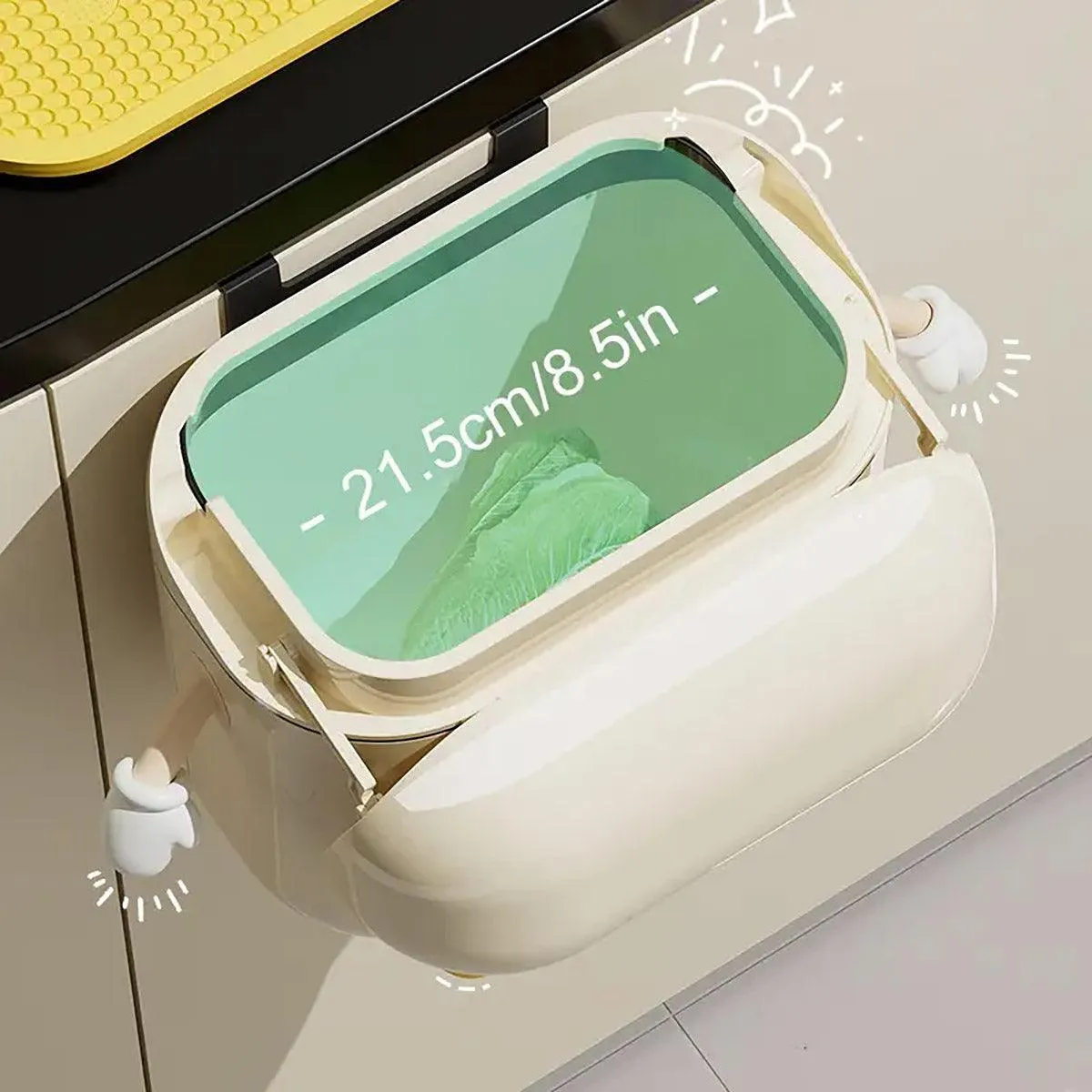 Large Waterproof Wall Mounted Rubbish Bin for Kitchen Bathroom Waste Storage