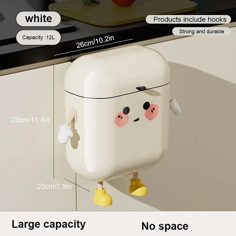 Large Waterproof Wall Mounted Rubbish Bin for Kitchen Bathroom Waste Storage