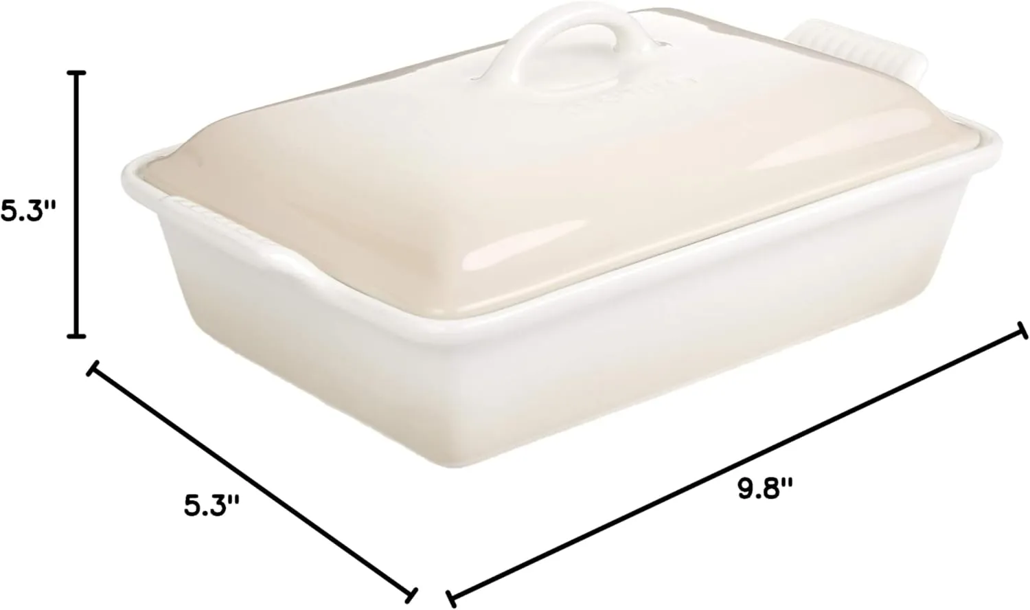 Le Creuset Stoneware Heritage Covered Rectangular Casserole, 4 qt. (12" x 9"), Meringue
