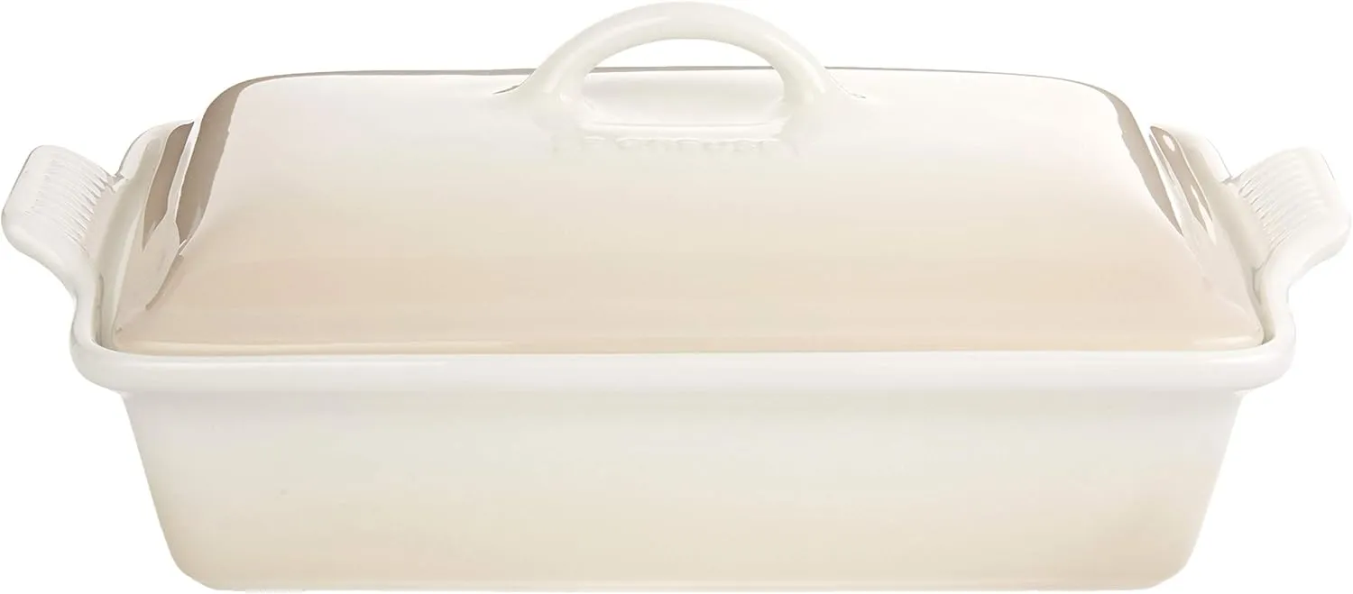 Le Creuset Stoneware Heritage Covered Rectangular Casserole, 4 qt. (12" x 9"), Meringue