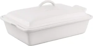 Le Creuset Stoneware Heritage Covered Rectangular Casserole, 4 qt. (12" x 9"), White