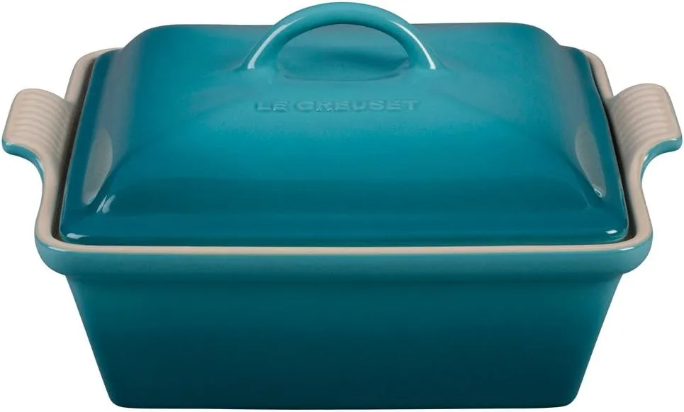 Le Creuset Stoneware Heritage Covered Square Casserole, 2.5 qt. (9"), Caribbean